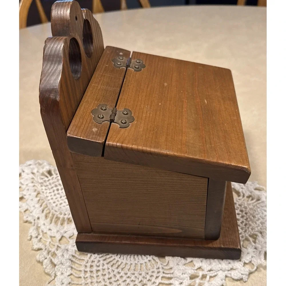 Vintage Recipe Card Box Wall Hanging Wood Handmade Nussman's Wood Products Brown